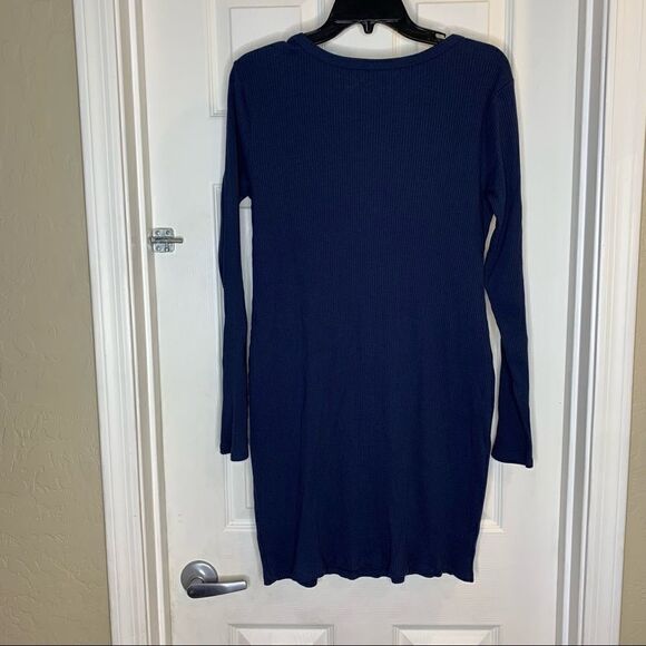 Wild Fable Blue Ribbed Long Sleeve Butterfly Bodycon Dress, Size Extra Large - Picture 11 of 11